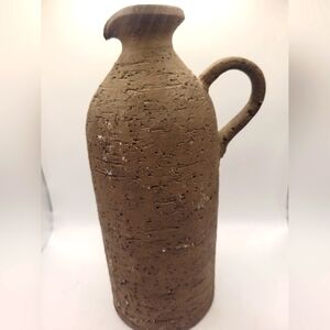 Mid-Century Minimalist Terracotta Pottery Brutalist Carafe Vase